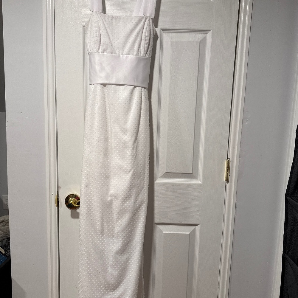 Vintage c.2008-2009 Kathlin Argiro White Maxi Dress Swiss Dot